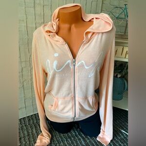 Vintage PINK Victoria’s Secret Peach Full ZIP Knit Sweater SzS NEW